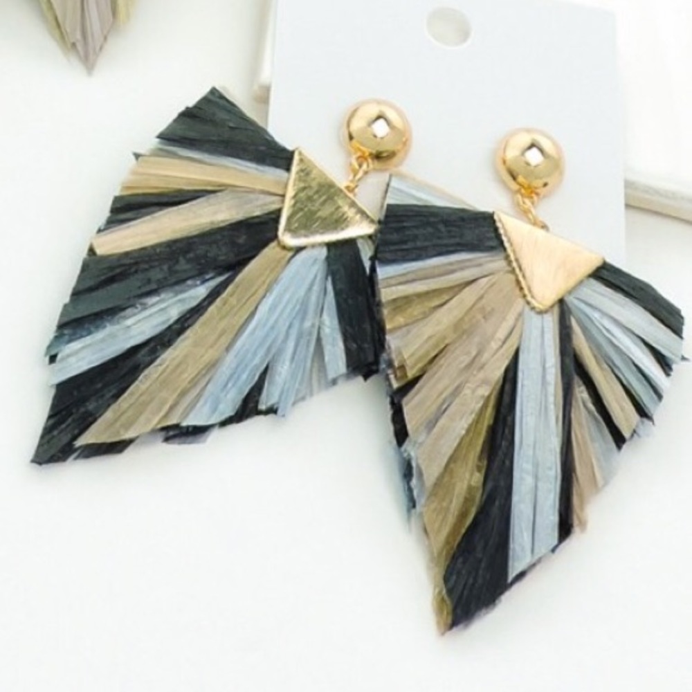 SOLD Rafia Spade Earrings